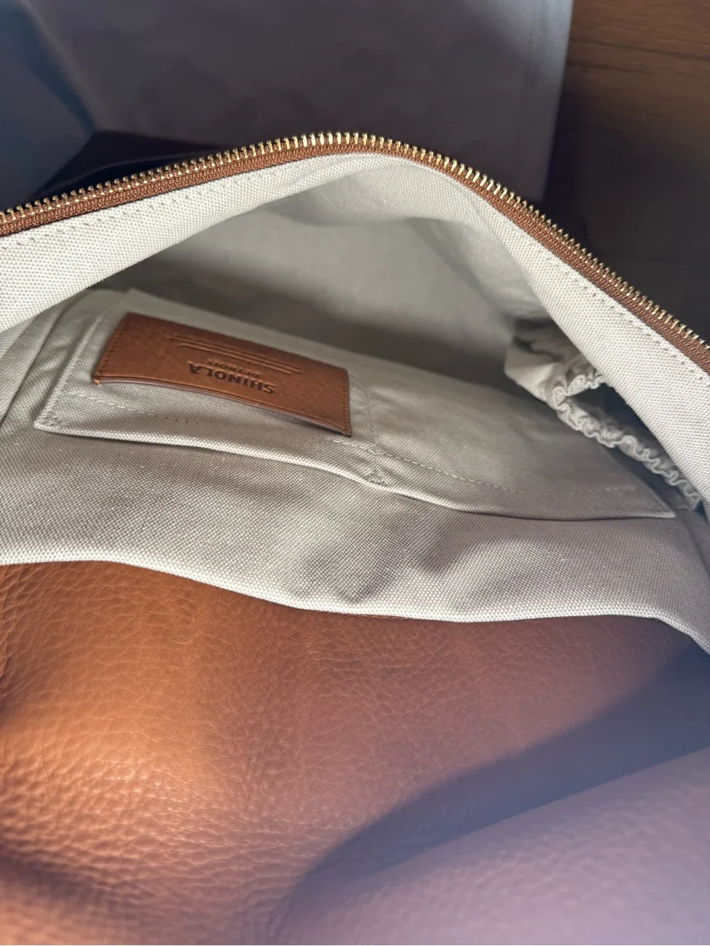 Shinola leather backpack worn once